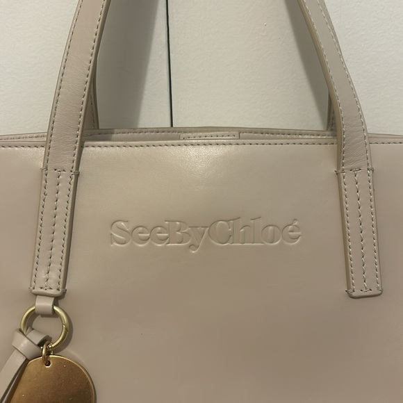 See by Chloé Tilda Leather Braided Tote In Cement Beige - Picture 10 of 16